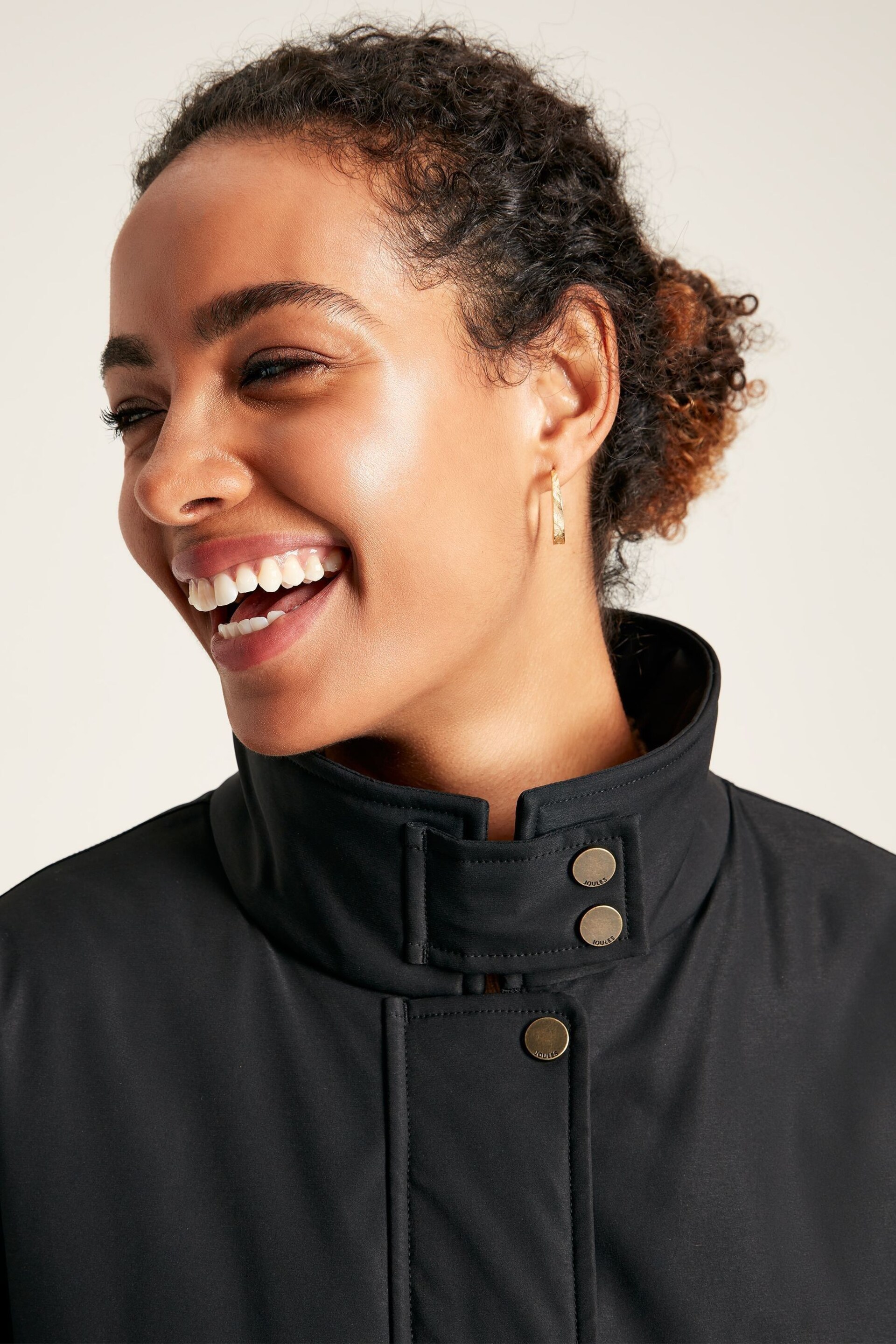 Joules Wilcote Black Waterproof Padded Raincoat - Image 5 of 9