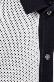 Reiss Navy/Optic White Misto Teen Cotton Blend Open Stitch Shirt - Image 4 of 4