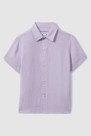 Reiss Orchid Holiday Teen Short Sleeve Linen Shirt - Image 1 of 4