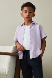 Reiss Orchid Holiday Teen Short Sleeve Linen Shirt - Image 3 of 4