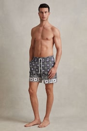 Reiss Black Multi Arizona Medallion Print Drawstring Swim Shorts - Image 3 of 6