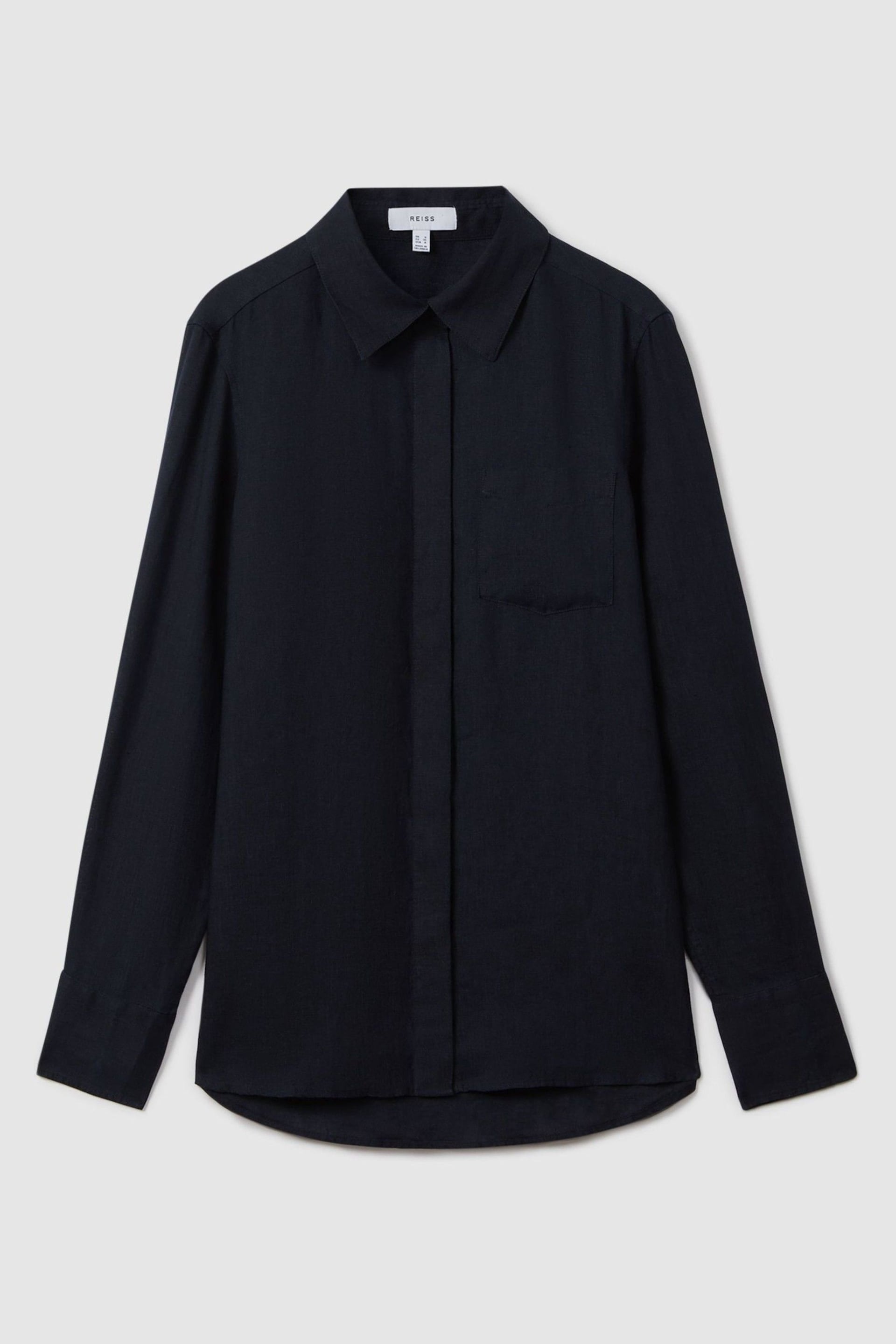 Reiss Indigo Belle Linen Button-Through Shirt - Image 2 of 7