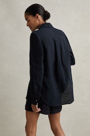 Reiss Indigo Belle Linen Button-Through Shirt - Image 5 of 7