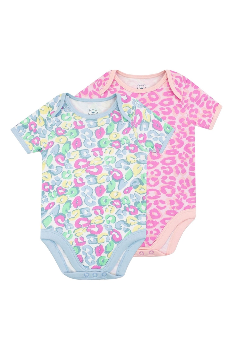 Harry Bear Pink Animal Print Baby 100% Cotton Bodysuits 2 Pack - Image 2 of 6