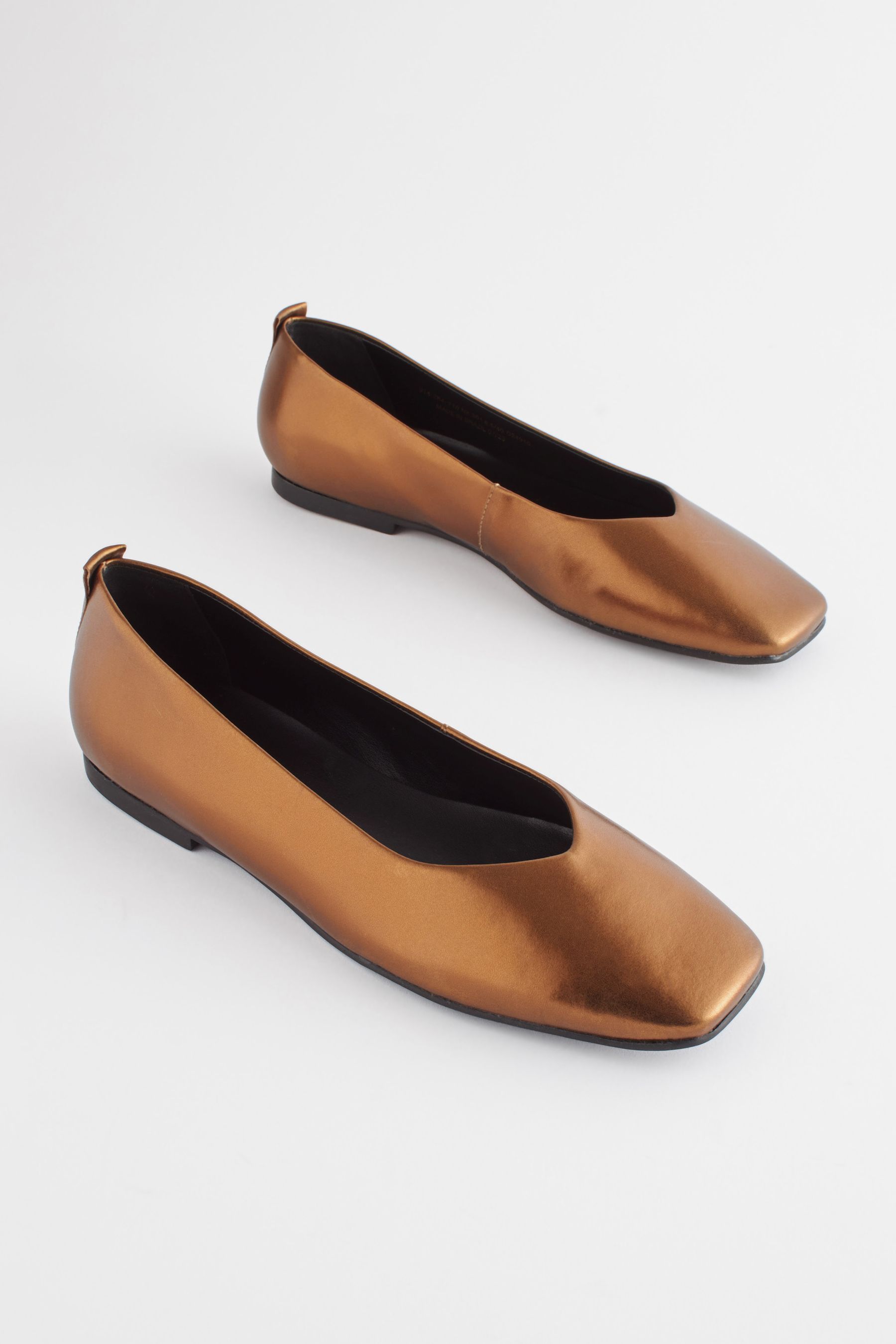 Buy Bronze Signature Leather Hi Cut Ballerina Shoes from Next Luxembourg