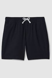 Reiss Navy Shore Teen Plain Drawstring Waist Swim Shorts - Image 1 of 4