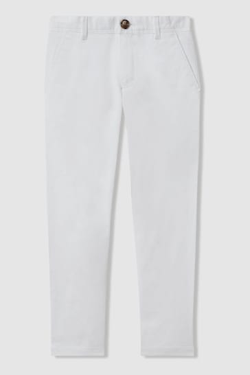 Reiss White Pitch Slim Fit Casual Chinos