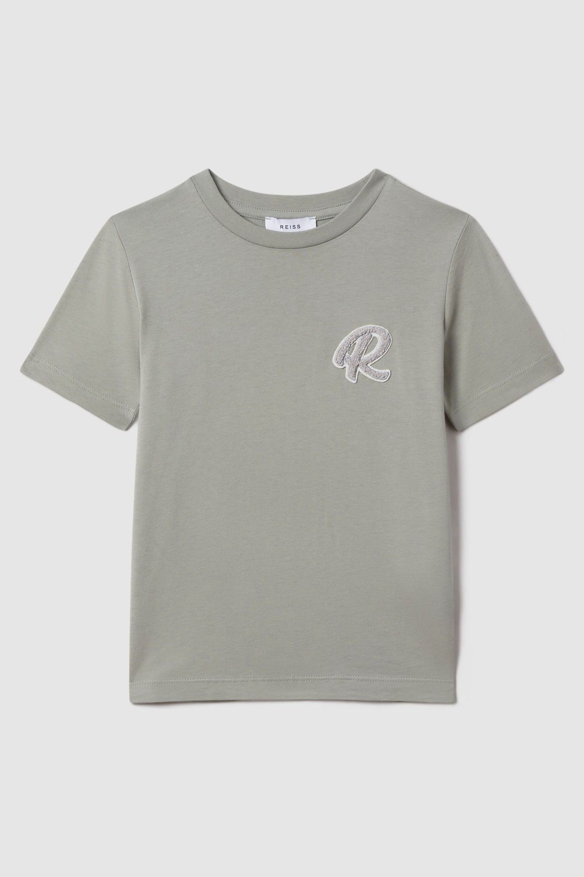 Reiss Pistachio Jude Senior Cotton Crew Neck T-Shirt - Image 2 of 6