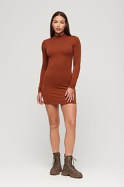 Superdry Red Mock Neck Jersey Mini Dress - Image 2 of 3