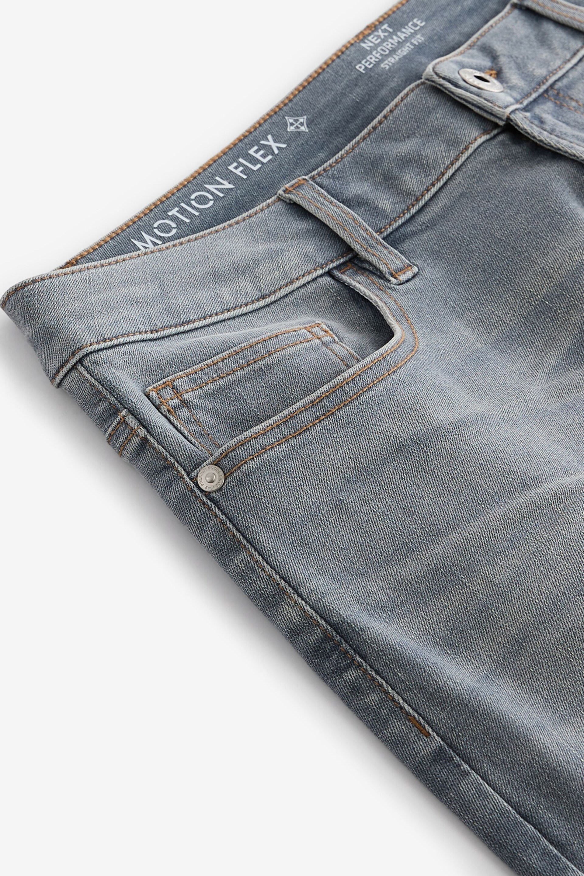 Light Grey Straight Fit Motion Flex Jeans - Image 9 of 12