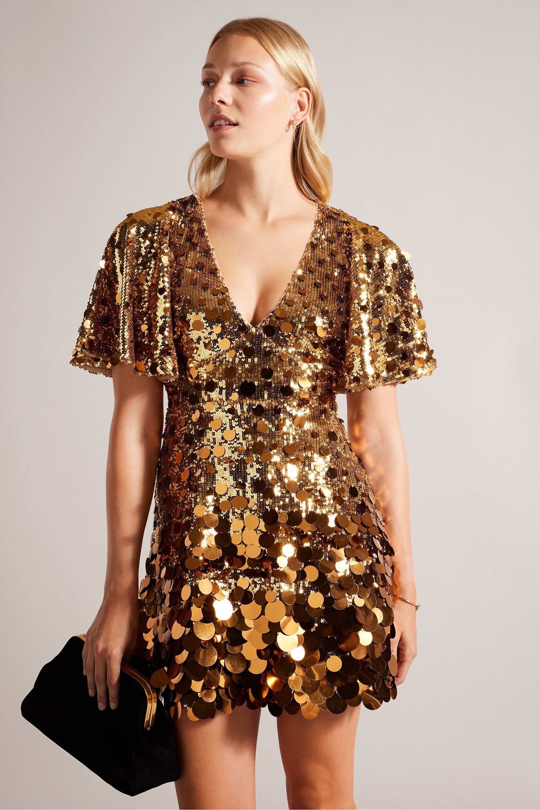 Buy Ted Baker Natural Estelli Fully Embellished Cape Mini Dress from Next Luxembourg