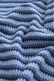 Blue Short Sleeve Crochet Polo Shirt - Image 6 of 6