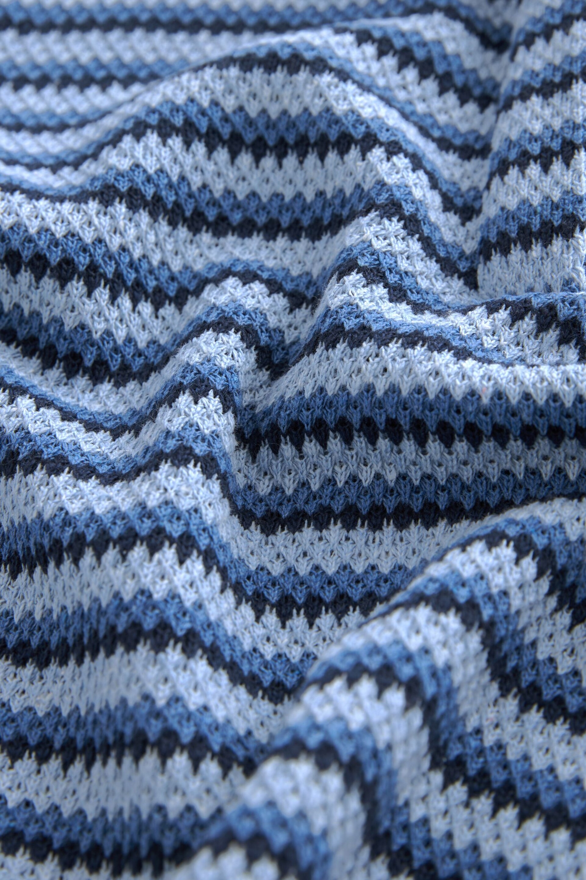 Blue Short Sleeve Crochet Polo Shirt - Image 6 of 6