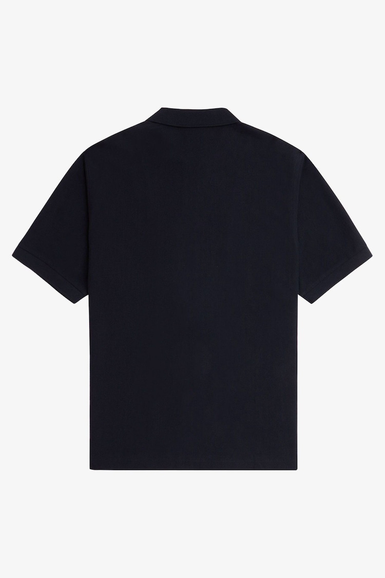 Fred Perry Navy Ombre Stripe Zip Through Polo Shirt - Image 6 of 6