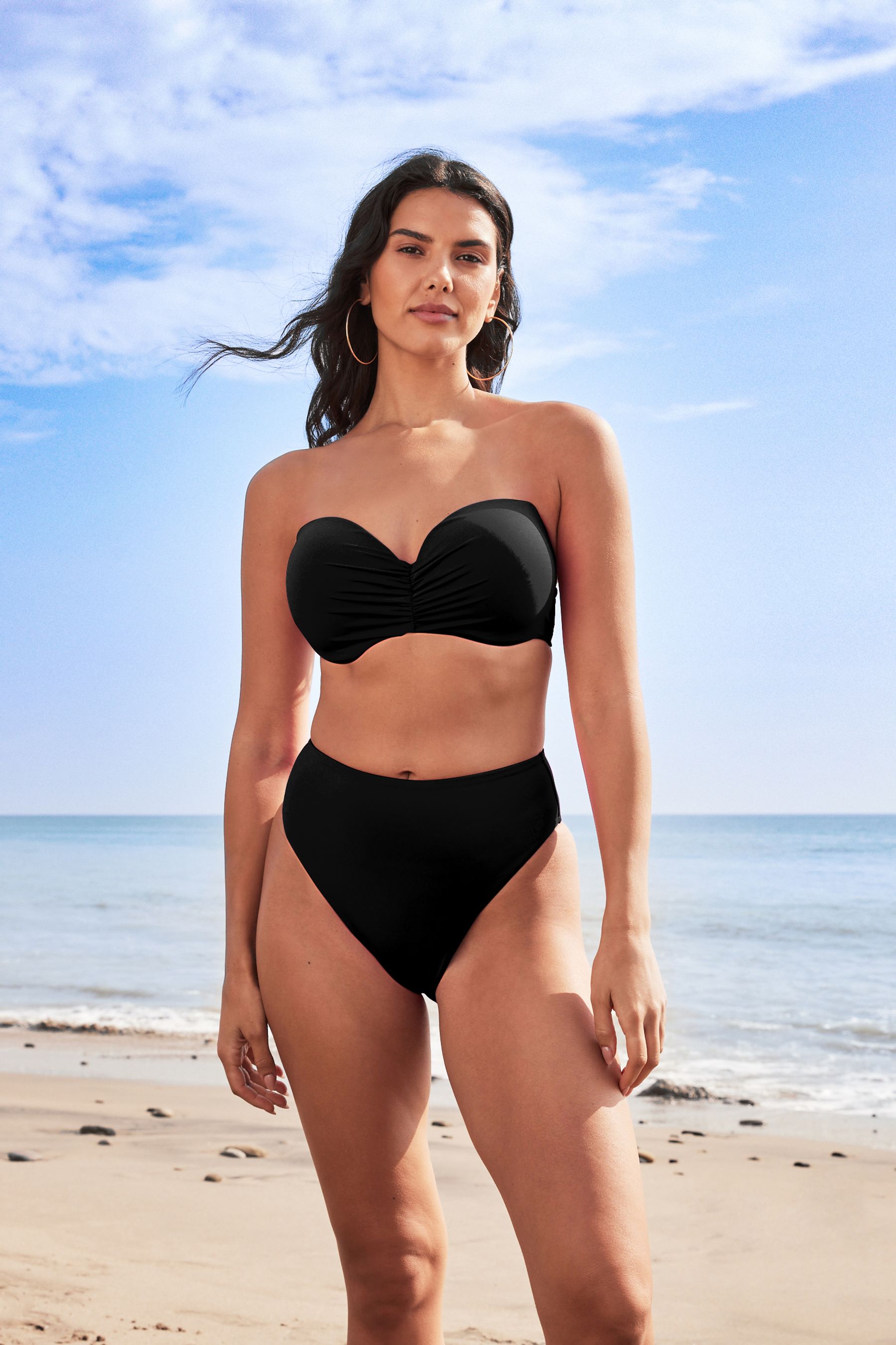 Black high waisted bandeau bikini shop