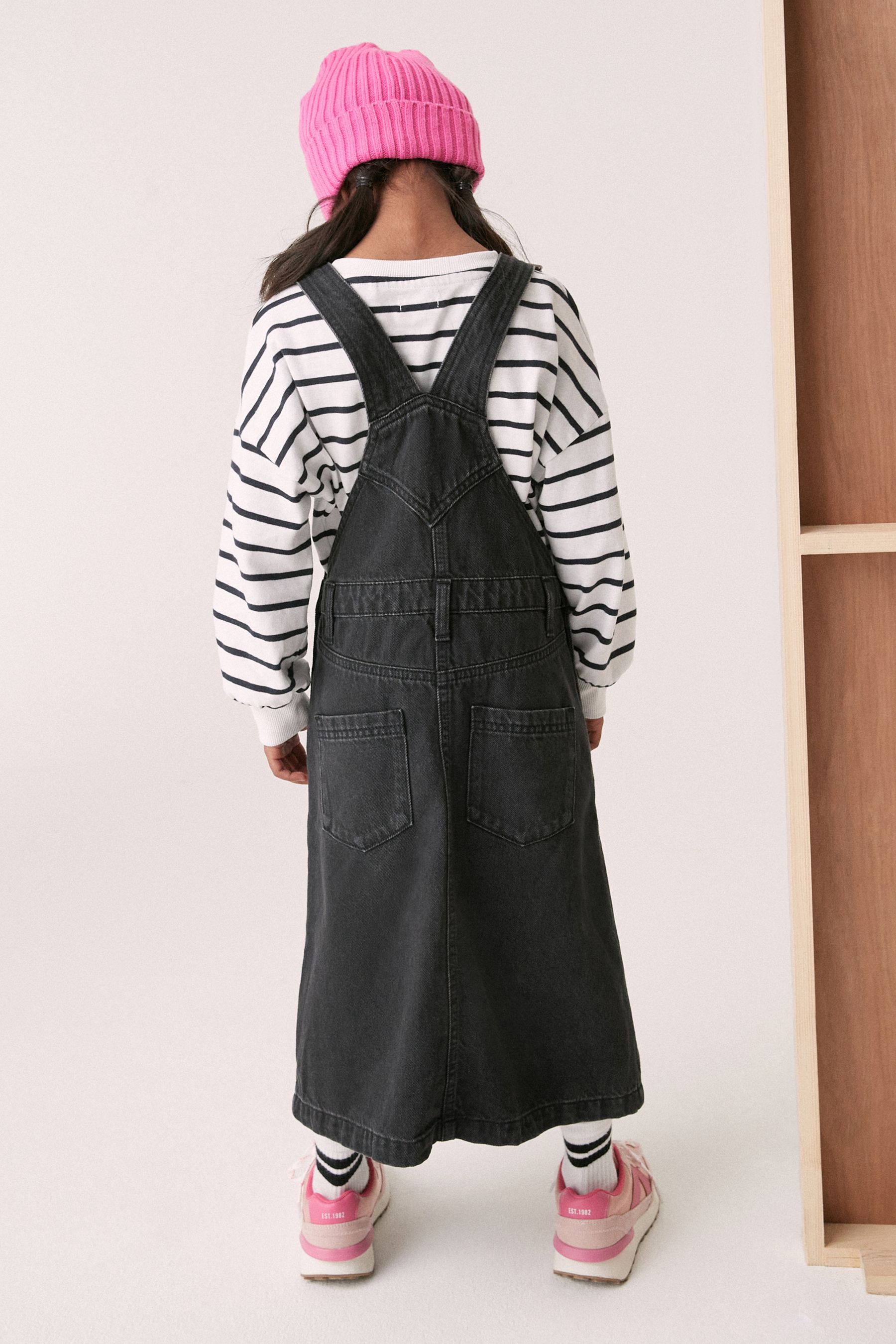 Buy Black Denim Maxi Pinafore Dress 3 16yrs from the Next UK