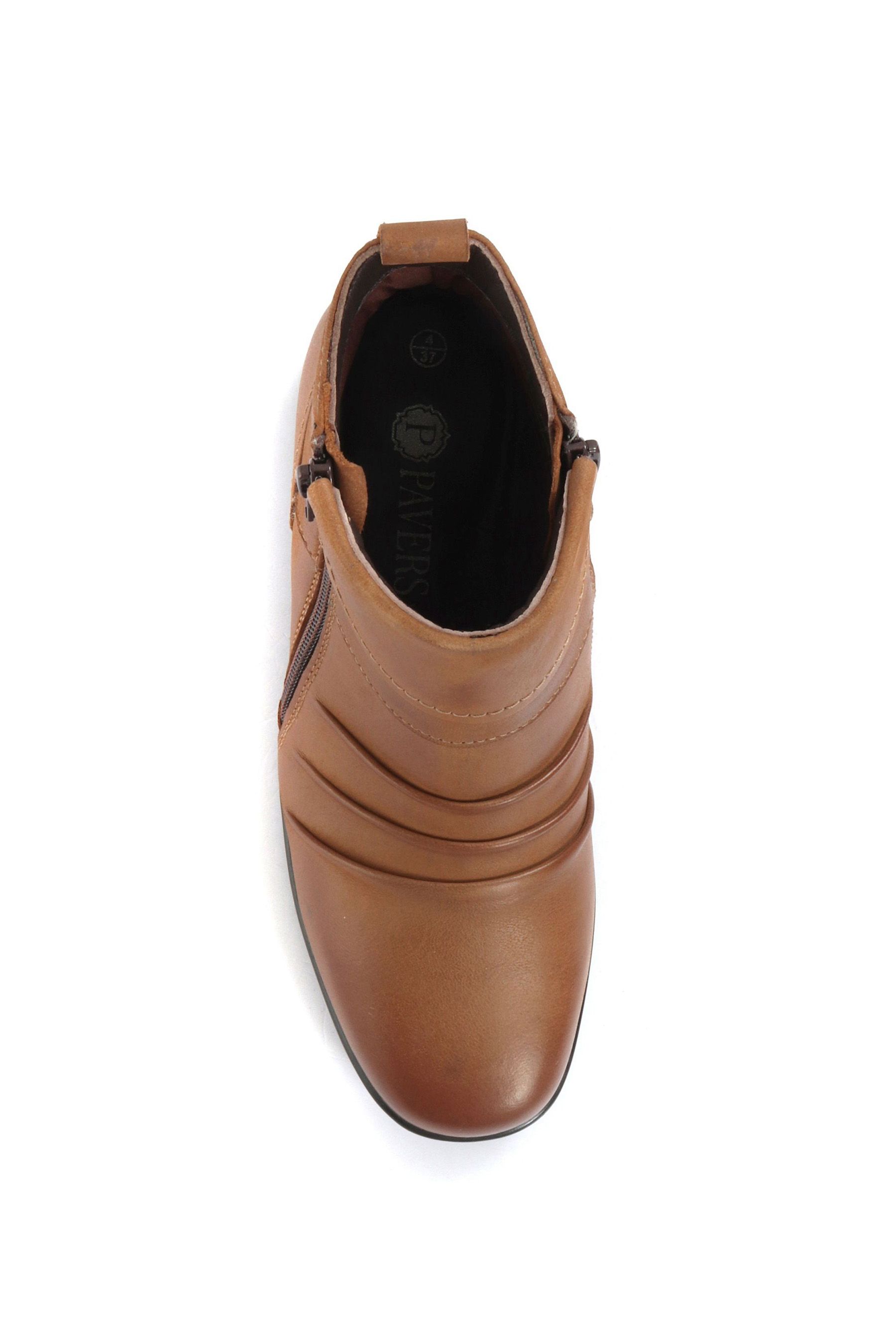Buy Pavers Tan Ladies Dual Zip Leather Ankle Boots from Next Austria