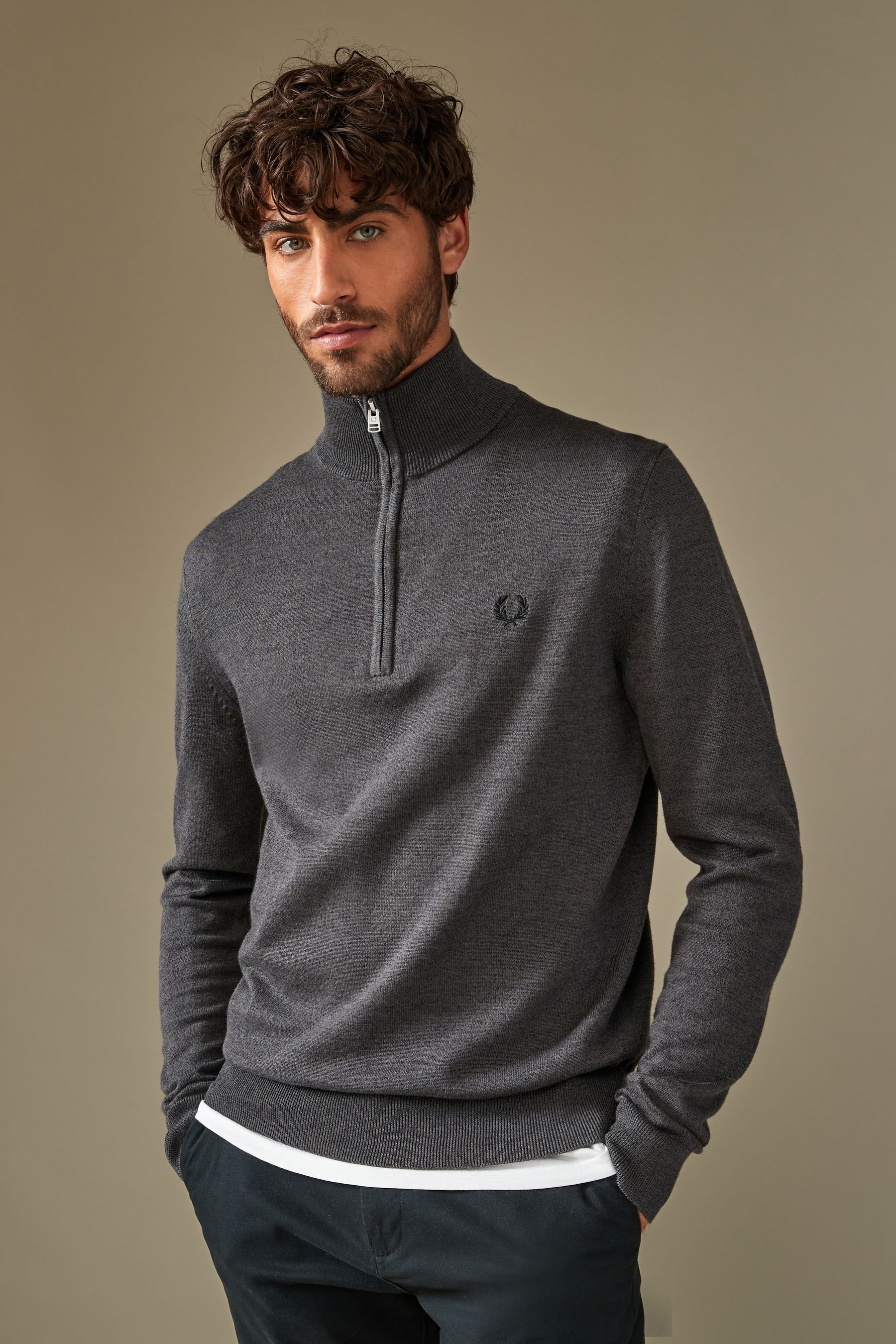 Buy Fred Perry Classic Half Zip Knitted Jumper from Next Luxembourg