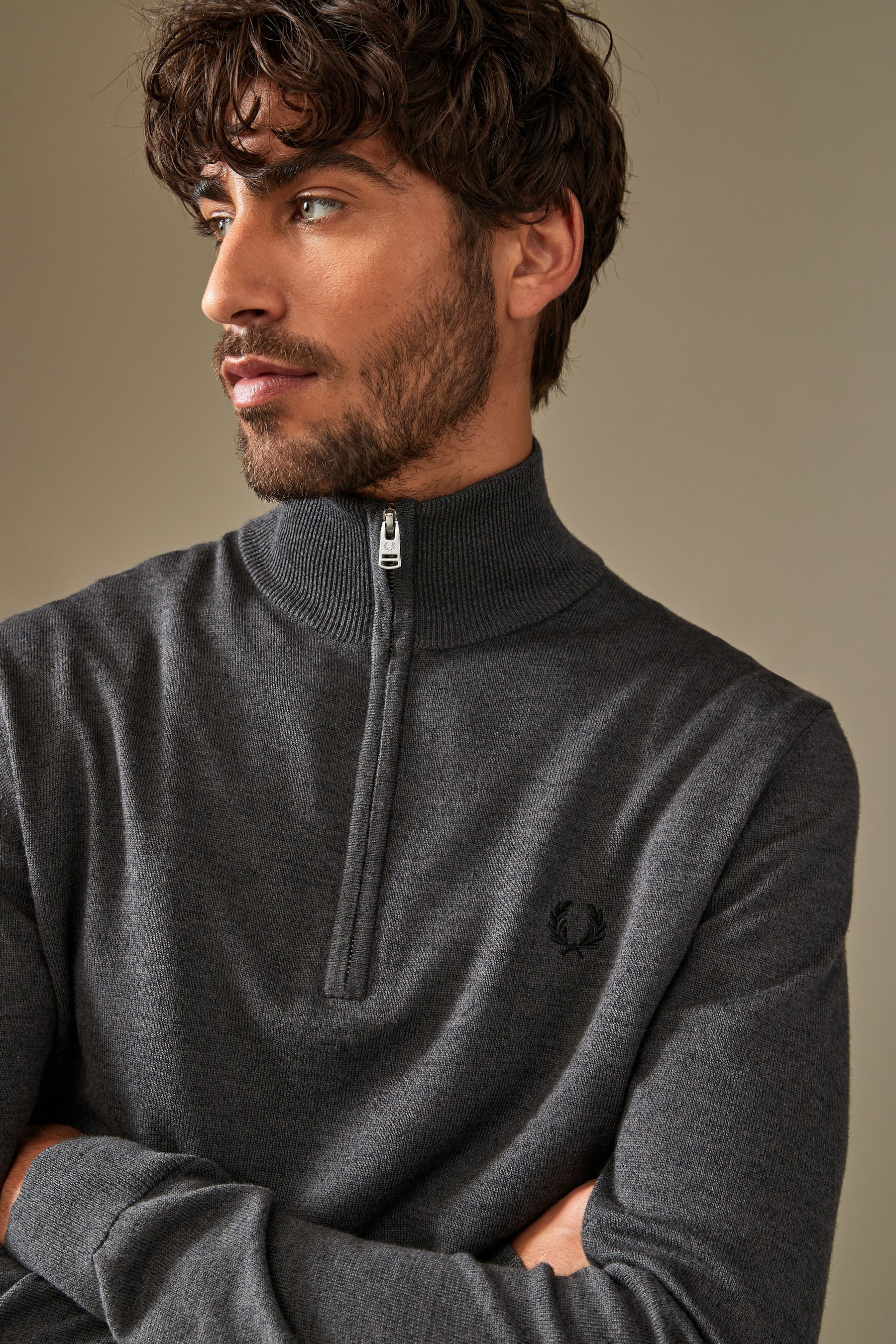 Fred perry grey half zip jumper online