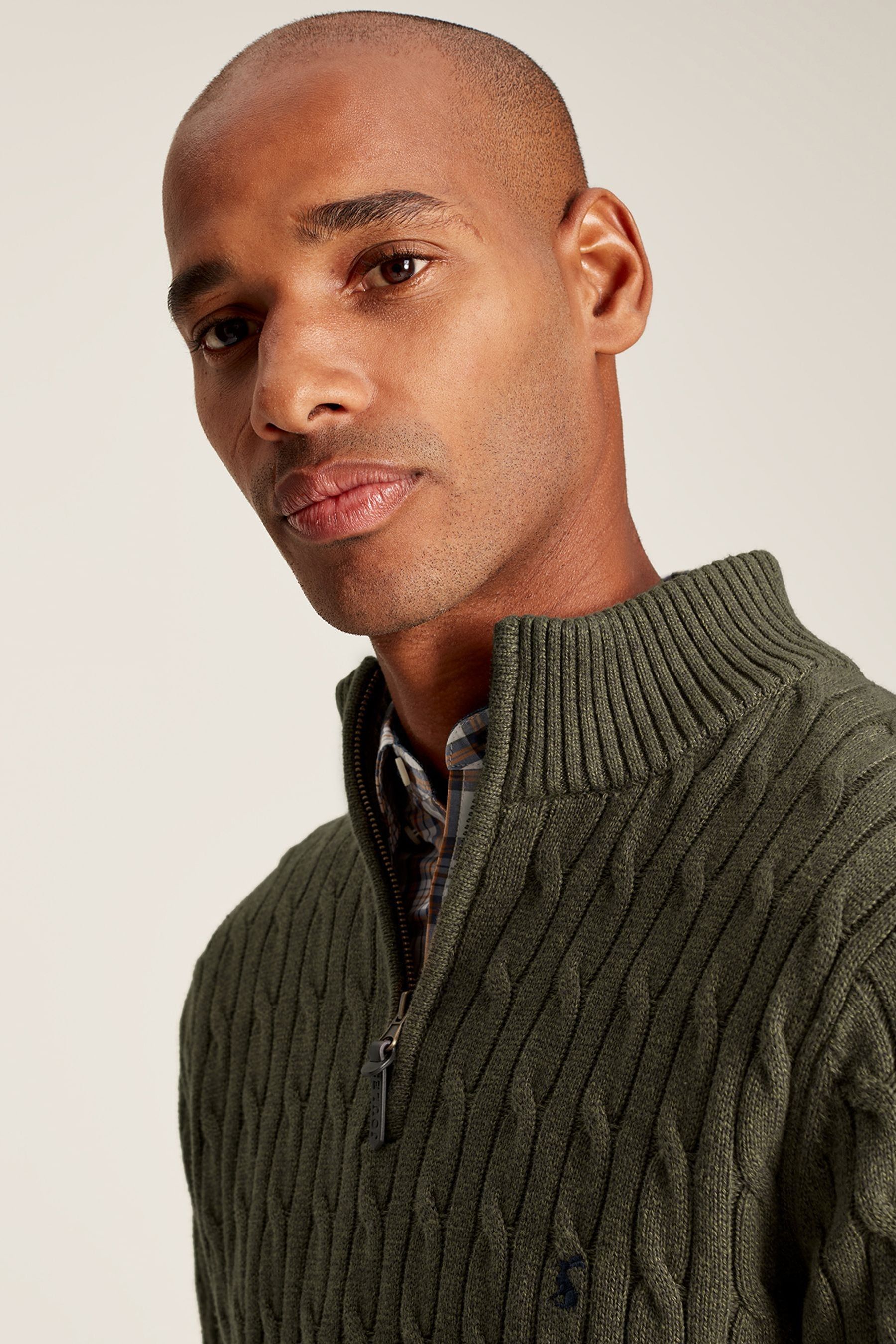 Buy Joules Cable Knit Green Quarter Zip Jumper from the Next UK