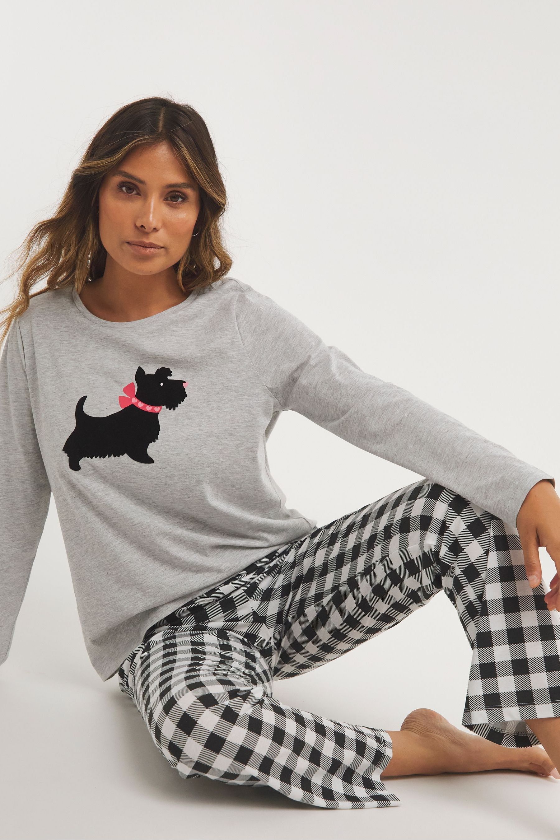 Buy Simply Be Black Pretty Secrets Scotty Dog Value Pyjama Set from the Next UK online shop