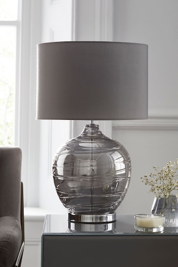 Smoke Grey Drizzle Table Large Lamp