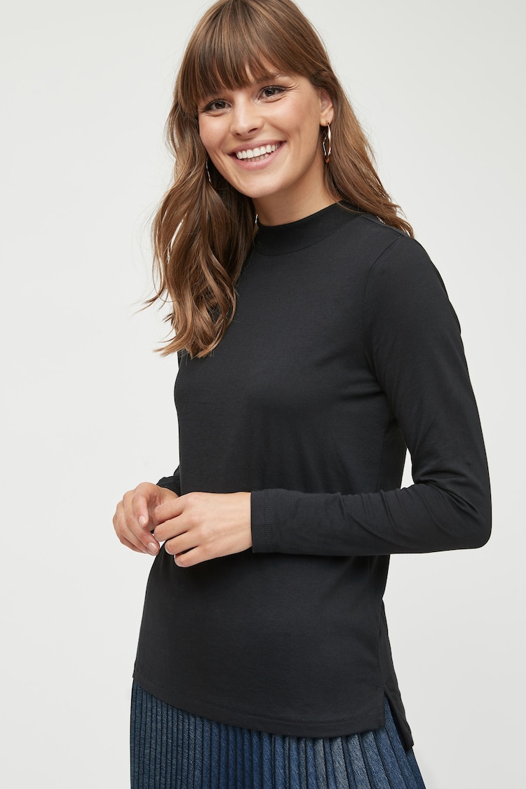 Black High Neck Long Sleeve Top - Image 1 of 5