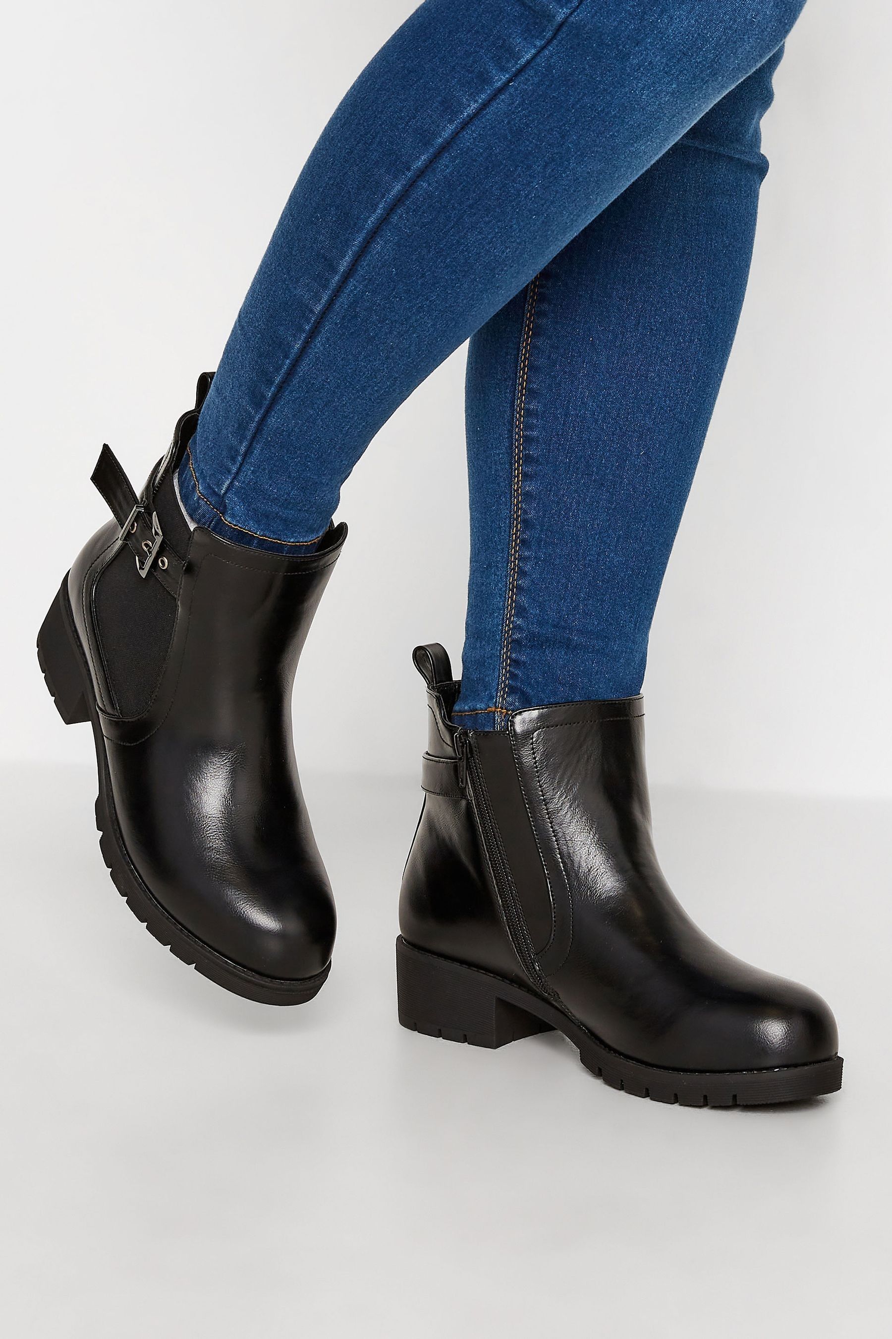 Buy Yours Curve Black Extra Wide Fit Buckle Ankle Boots from Next Luxembourg