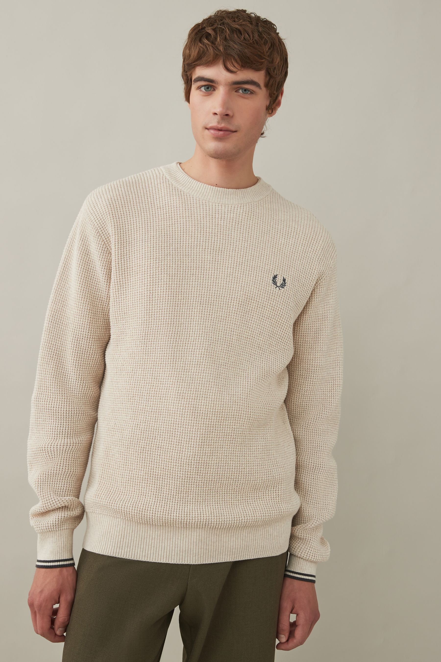 Buy Fred Perry 100 Cotton Waffle Stitch Knitted Jumper from Next Luxembourg