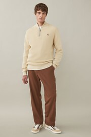 Fred Perry Waffle Stitch Half Zip Knitted Jumper - Image 3 of 7