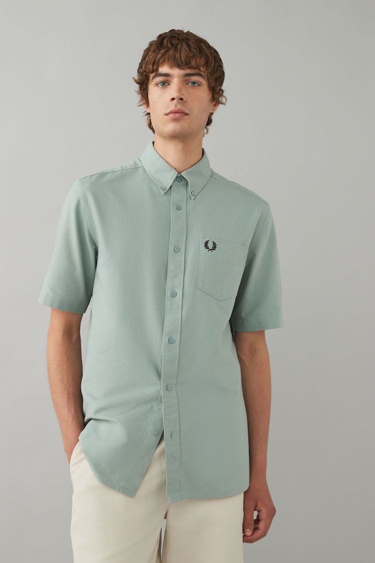 Fred Perry Short Sleeve Oxford 100% Cotton Shirt - Image 1 of 7