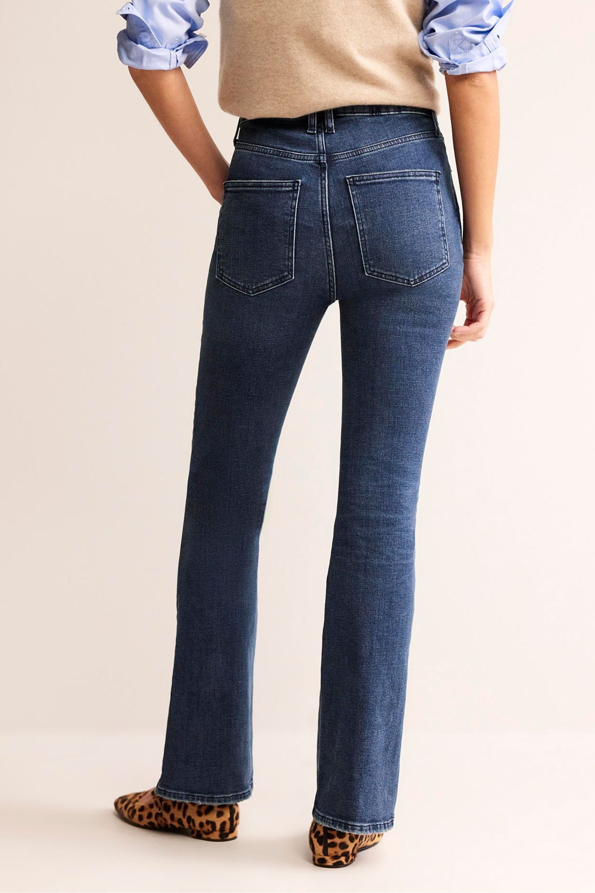 Boden Blue Mid Rise Slim Flare Jeans - Image 2 of 6