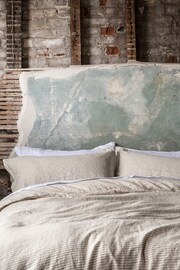 Piglet in Bed Oatmeal Stripe Linen Duvet Cover - Image 1 of 2
