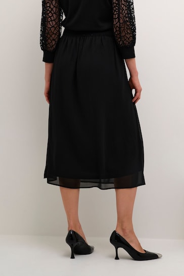 Kaffe Le Chiffon Elastic Waist A-Line Black Skirt