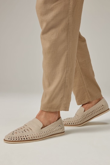 White Weave Loafers