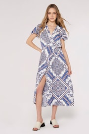 Apricot Blue Multi Scarf Print Midaxi Dress - Image 1 of 5