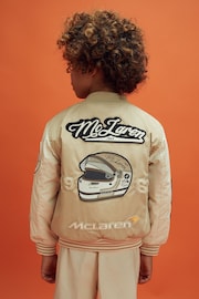 Reiss x McLaren F1 Team Taupe/Ecru Teen McLaren F1 Patch Varsity Bomber Jacket - Image 10 of 12