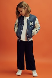 Reiss x McLaren F1 Team Airforce Blue/Ecru Teen McLaren F1 Patch Varsity Bomber Jacket - Image 8 of 12