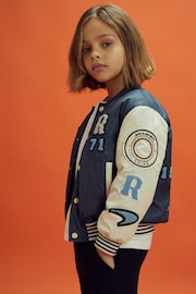 Reiss x McLaren F1 Team Airforce Blue/Ecru Teen McLaren F1 Patch Varsity Bomber Jacket - Image 9 of 12