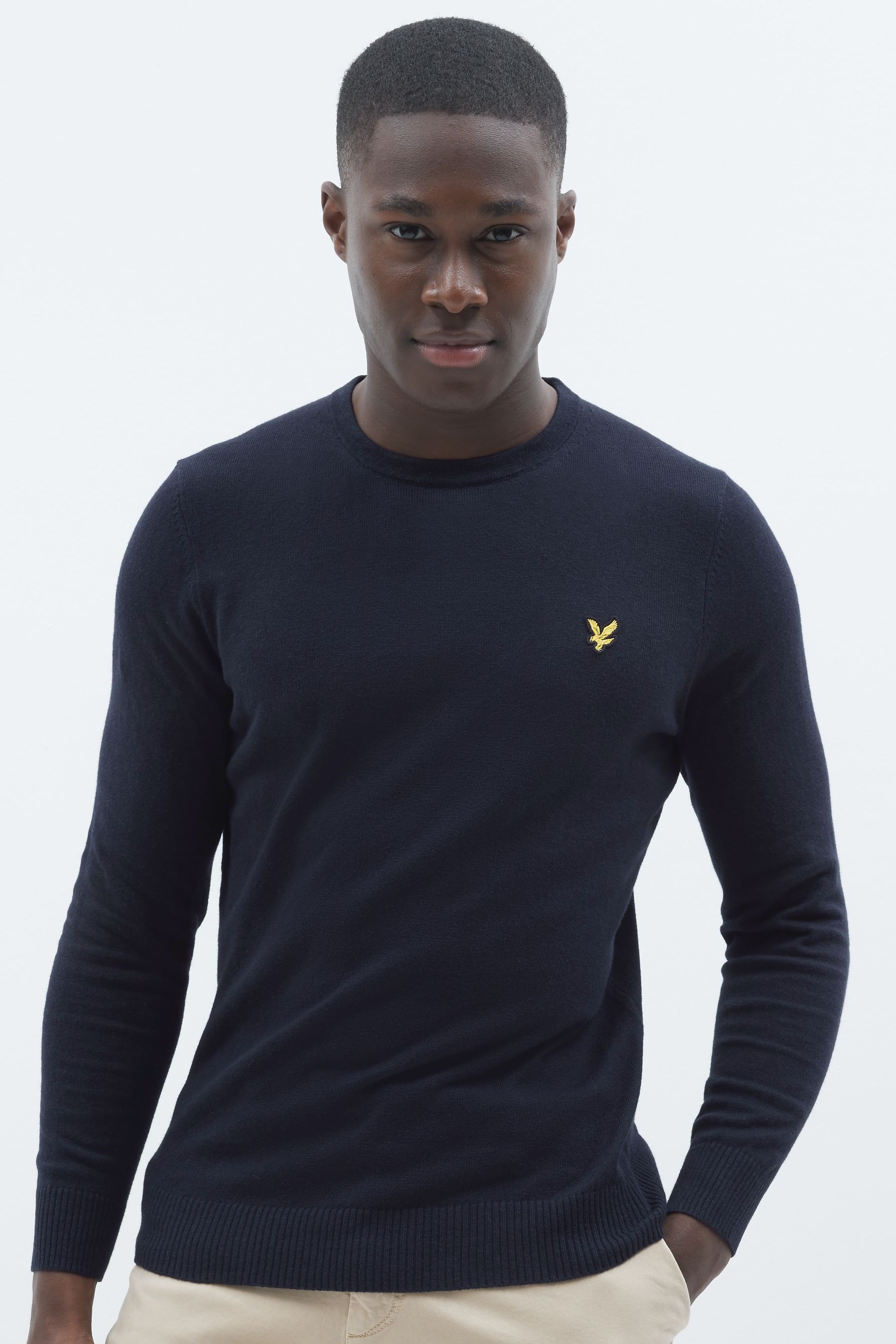 Buy Lyle Scott Navy Crew Neck Cotton Merino Jumper from Next Canada