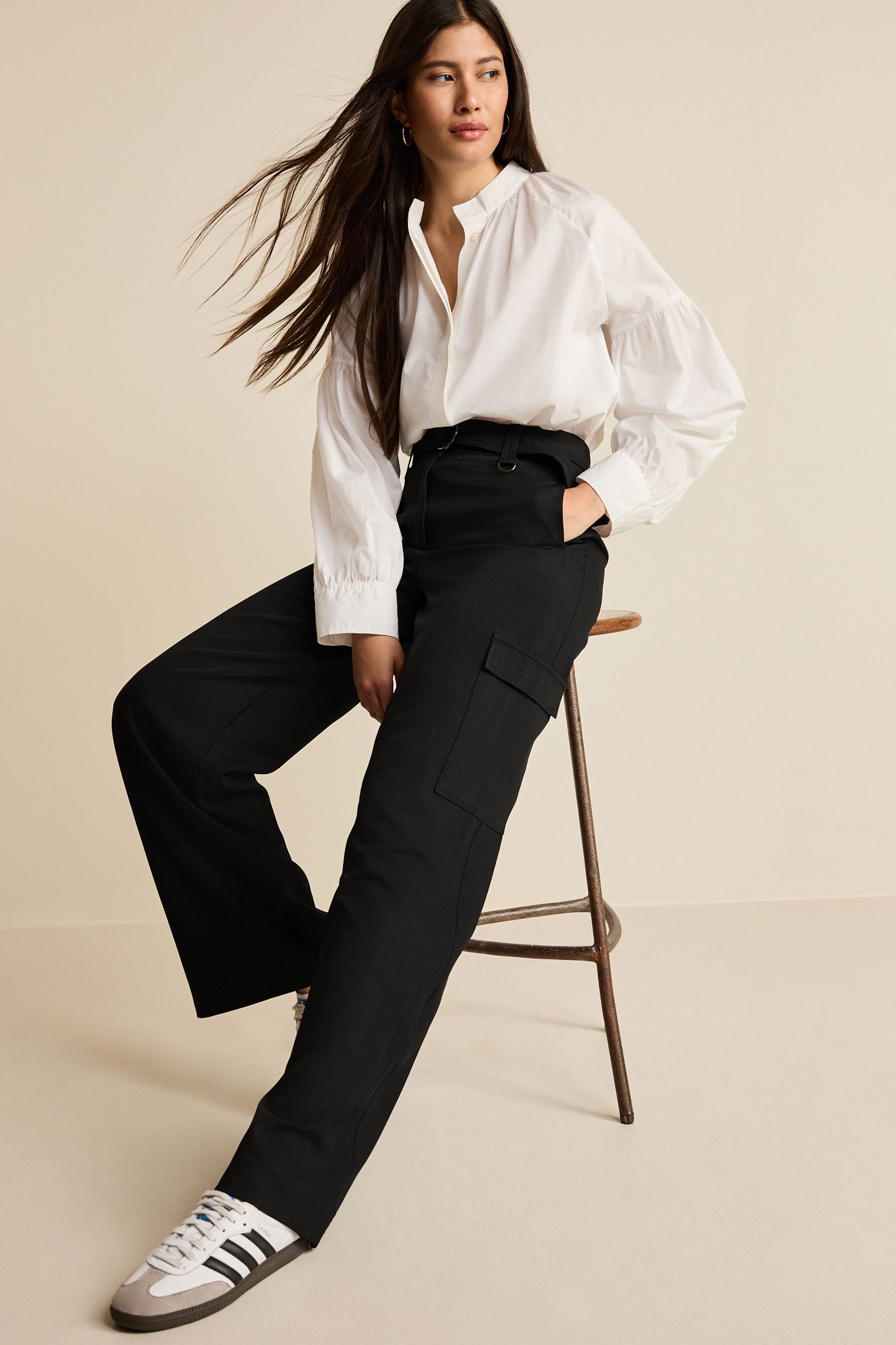 Black belted 2025 cargo trousers
