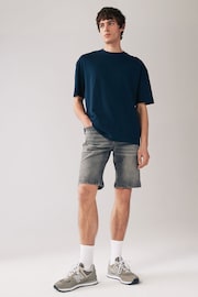 Grey Skinny Fit Stretch Denim Shorts - Image 2 of 8