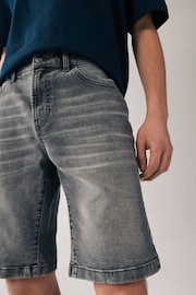 Grey Skinny Fit Stretch Denim Shorts - Image 4 of 8