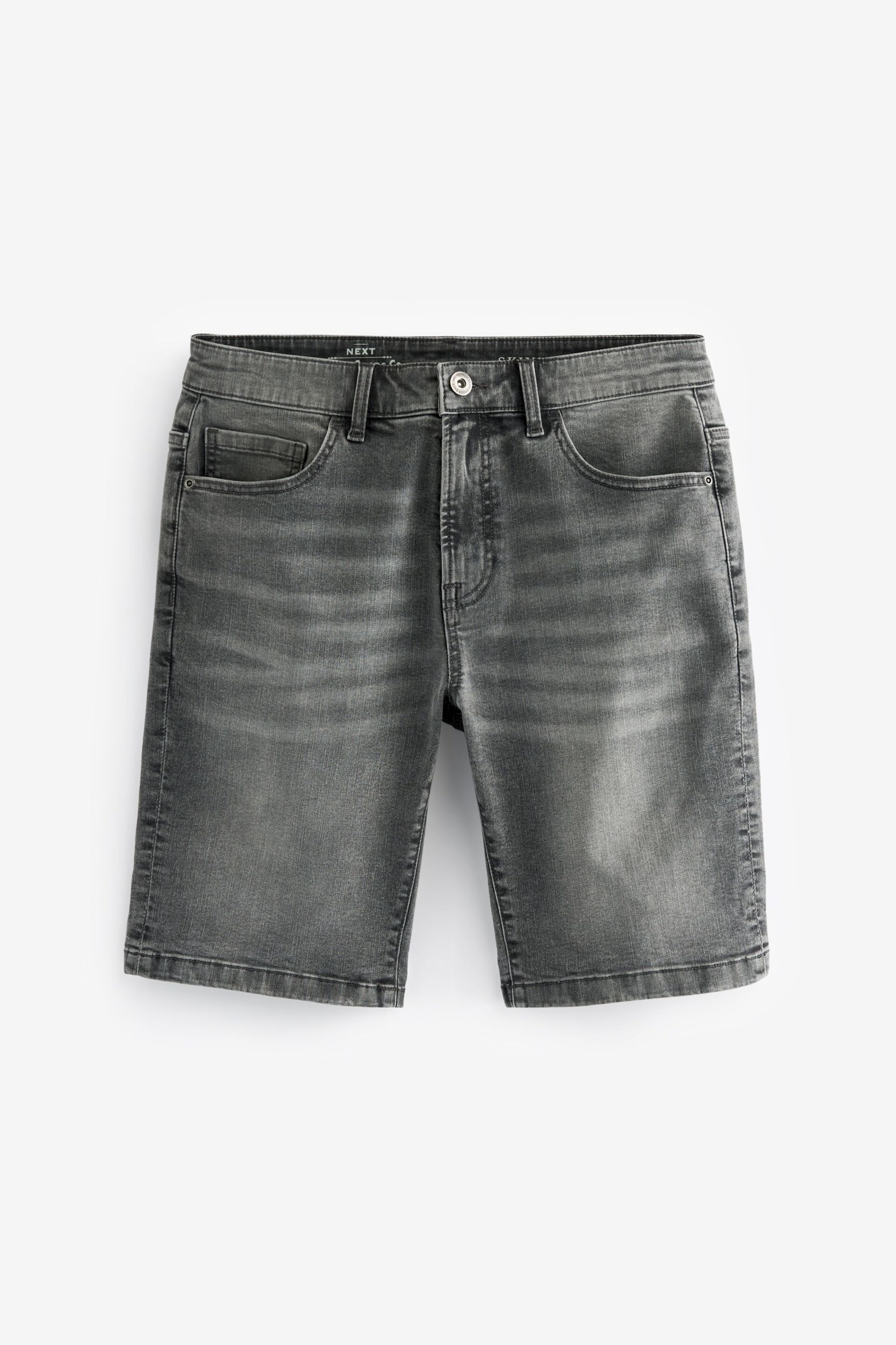 Grey Skinny Fit Stretch Denim Shorts - Image 5 of 8