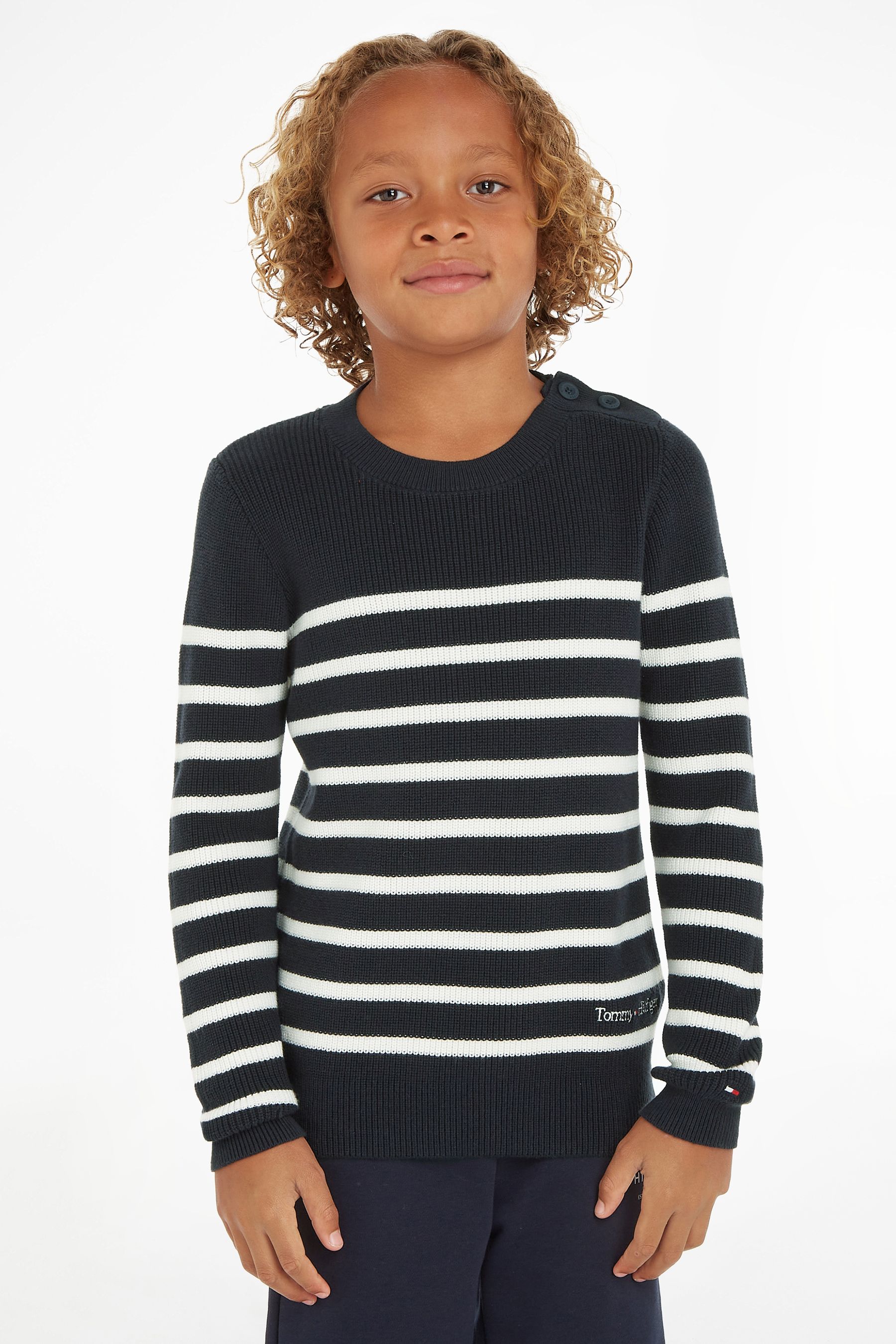 Buy Tommy Hilfiger Blue Classic Breton Striped Jumper from Next Luxembourg