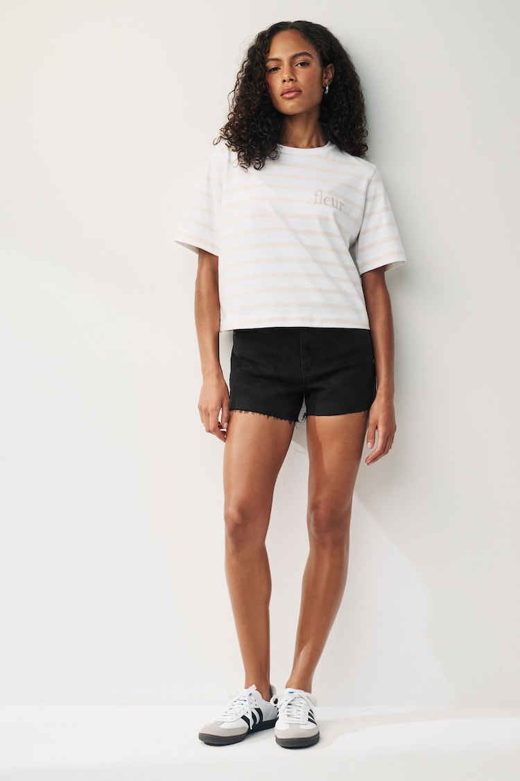 Washed Black Super Soft Raw Hem Denim Shorts - Image 2 of 8