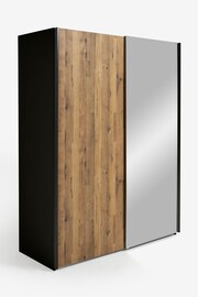 Dark Bronx Oak 1.5m Sliding Effect Semi Fitted Mirrored Wardrobe - Image 4 of 6