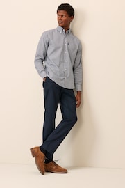Navy Blue Gingham Easy Iron Button Down Oxford Shirt - Image 2 of 7