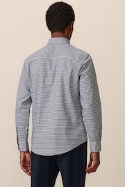 Navy Blue Gingham Easy Iron Button Down Oxford Shirt - Image 3 of 7