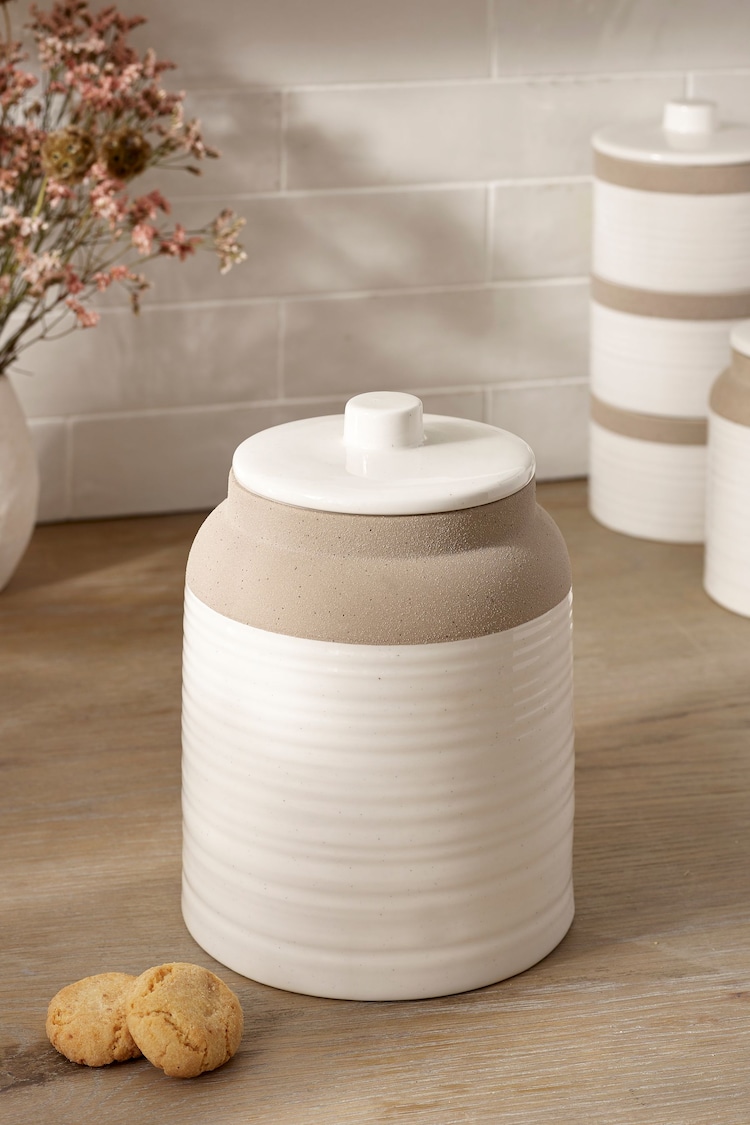 Set of 3 White Kya Treat Jar Textured Storage Canisters - Image 2 of 5